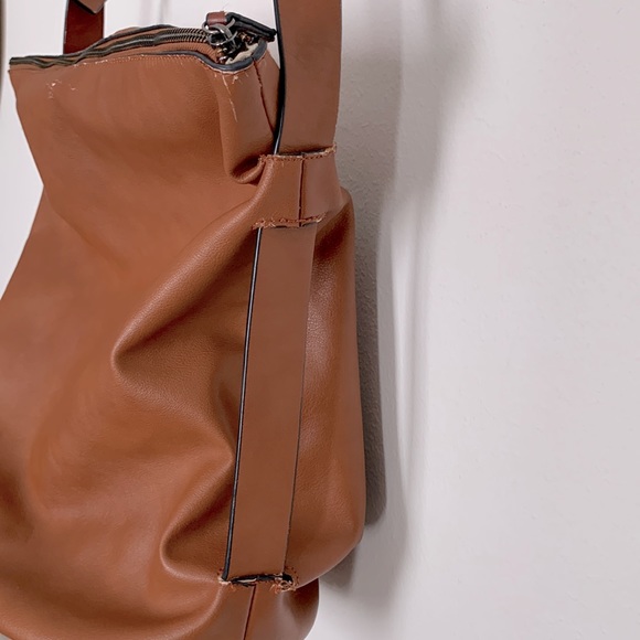 Zara Faux Leather Cognac Tote Bag - Picture 6 of 9